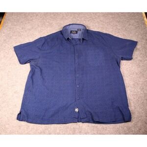 Nat Nast Luxury Originals Mens XL Blue Silk Cotton Geometric Button Up Shirt